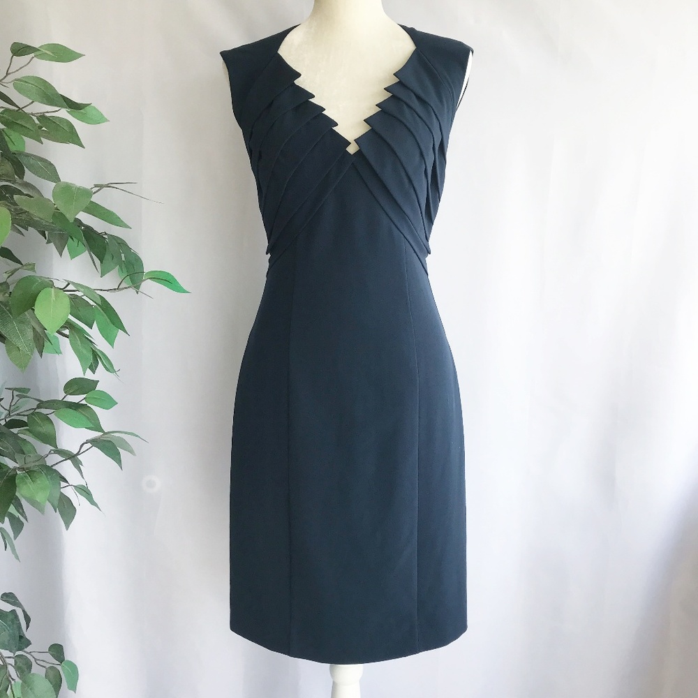 Black Halo Sheath Dress Sz 6 Navy Blue Sleeveless